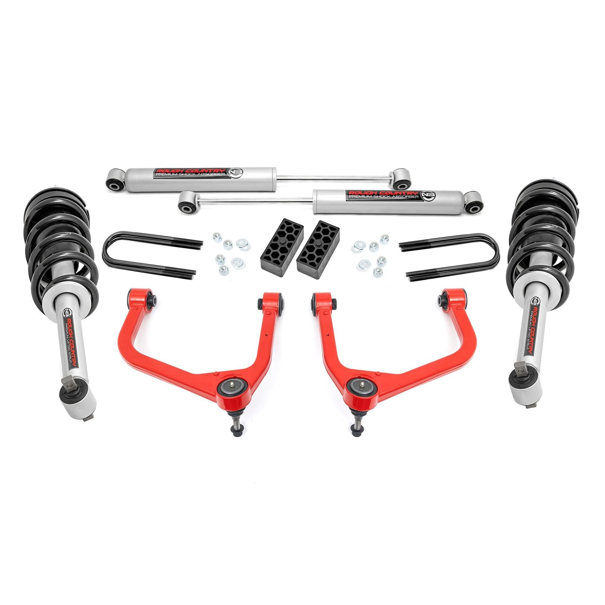 3.5" Rough Country Lift Kit w/N3 Struts for 22-25 Chevy Silverado 1500-28231RED