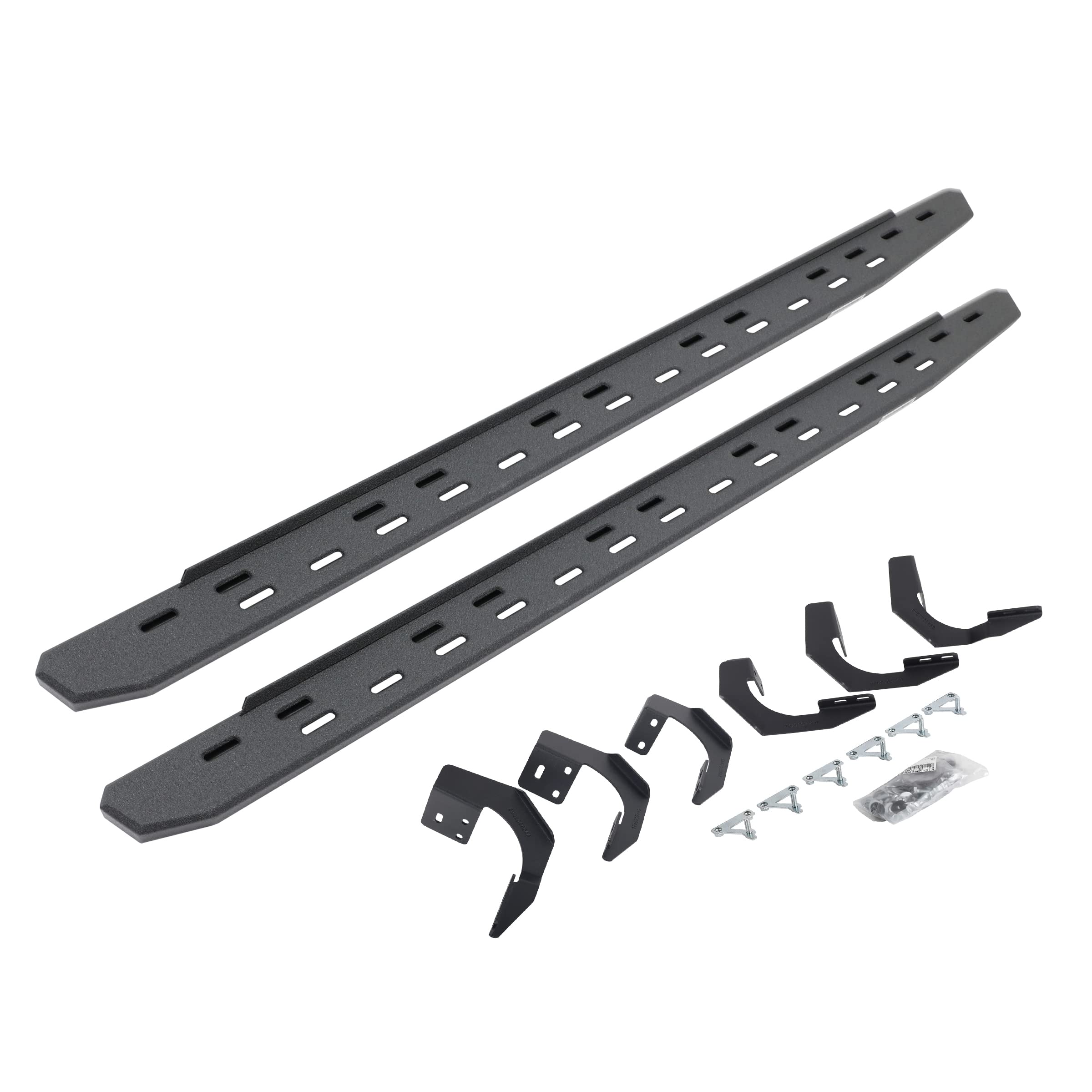 Go Rhino Slim RB30 Running Boards & Brackets | Galvanized Steel, Protective Bedliner Coating | 69629980ST | Fits 2015-2018 Ram 1500 Quad Cab Pickup; 2019-2023 Ram 1500 Classic Quad Cab Pickup