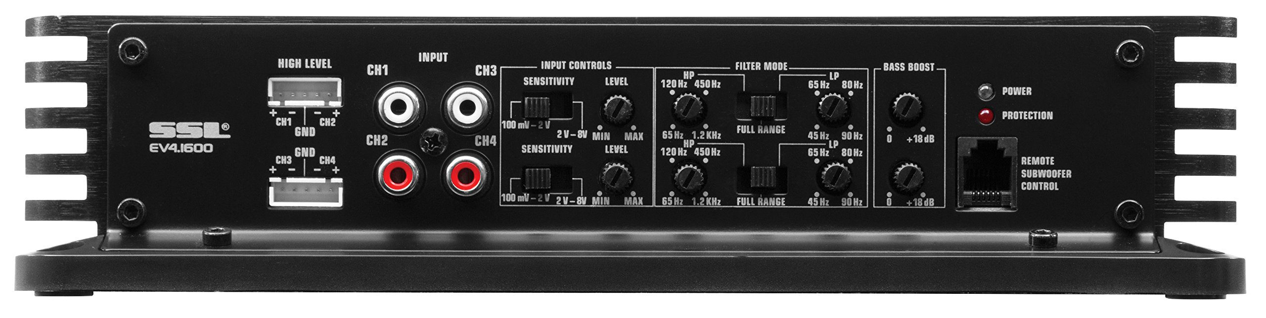 4 Channel Sound Storm Laboratories EV4.1600 Car Audio Amplifier - 1600 High Output, High/Low Level Inputs, Hook Up to Subwoofer for Bass