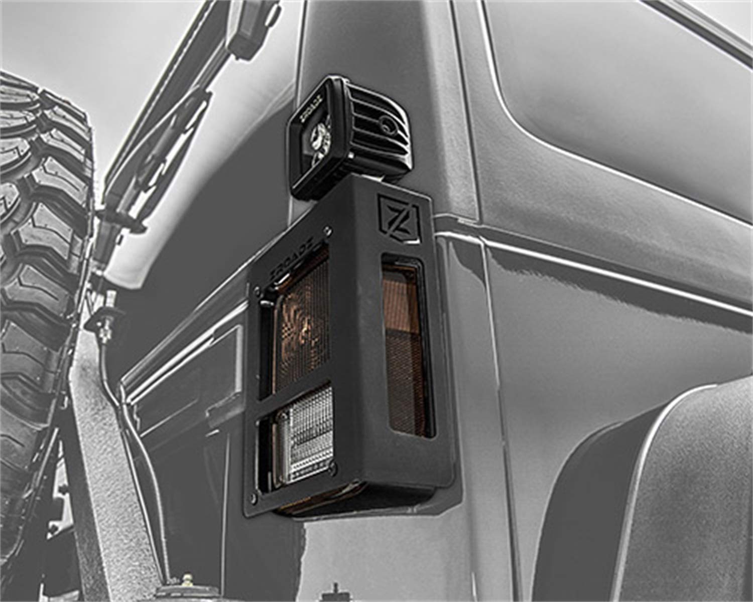ZROADZ LED Tail Light Protector Bracket - Compatible w/ 2007 - 2018 Jeep JK - to Mount (2) 3 Inch Pod Lights - Mild Steel Gloss Black Finish - Easy Bolt-On Installation - PN #Z384811
