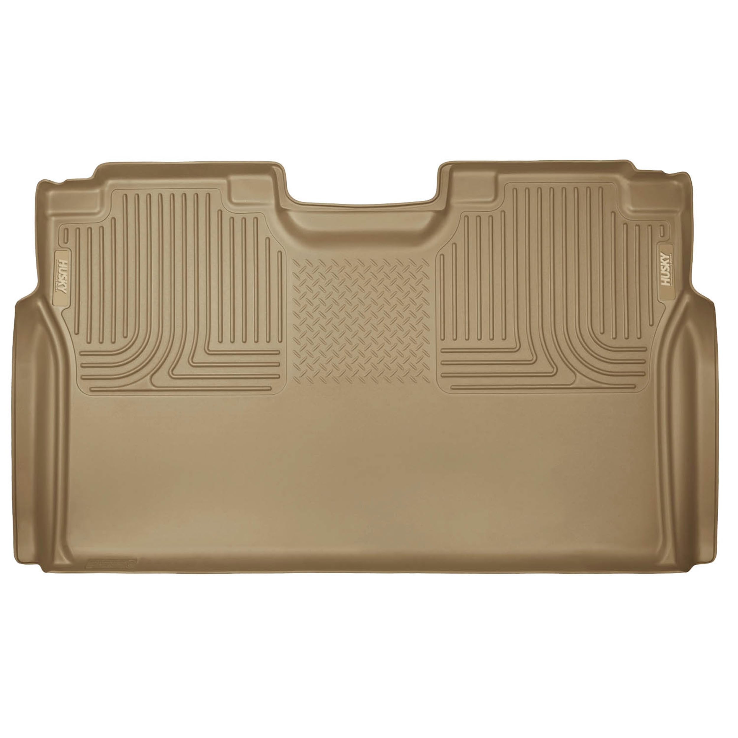 Weatherbeater Husky Liners Floor Mats | Fits 2015-2025 Ford F-150 SUPERCREW CAB (22-25 Lightning Model)+ More; 2017-2025 Ford F-250/F-350 SUPERCREW CAB | 2nd Row, 1-pc Tan - 19373