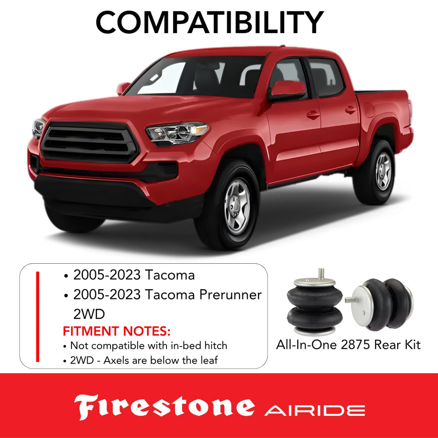 Airide Firestone 2875 All-In-One Analog Rear Air Spring Kit fits 2005-2023 Tundra | Up to 5,000 lbs of Load-Leveling Capacity | 5-100 PSI | Easy Installation