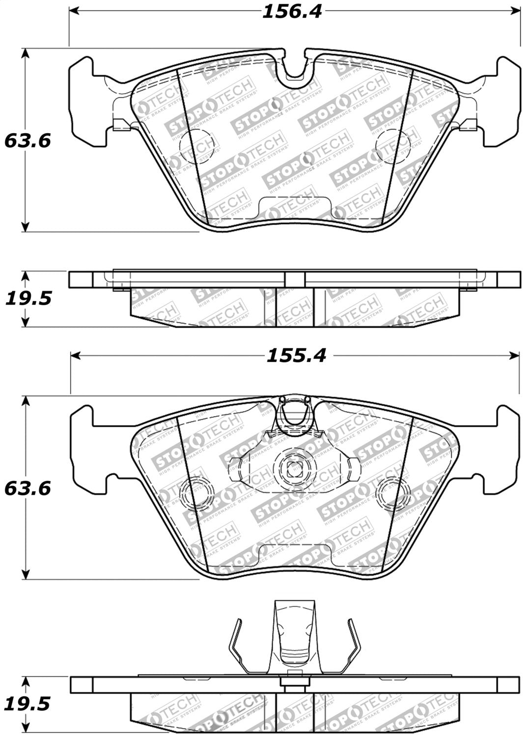 Front StopTech 308.09460 Brake Pads with Shims and Hardware Street