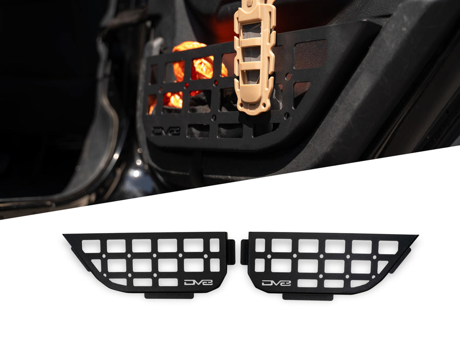 Slim Rear Door Molle Pockets DV8 Offroad for 2018-2025 Jeep Wrangler JL & 2020-2025 Gladiator JT | Replaces The Weak Factory Netting | Molle Panel Design | Slim Width for Improved Legroom | Pair