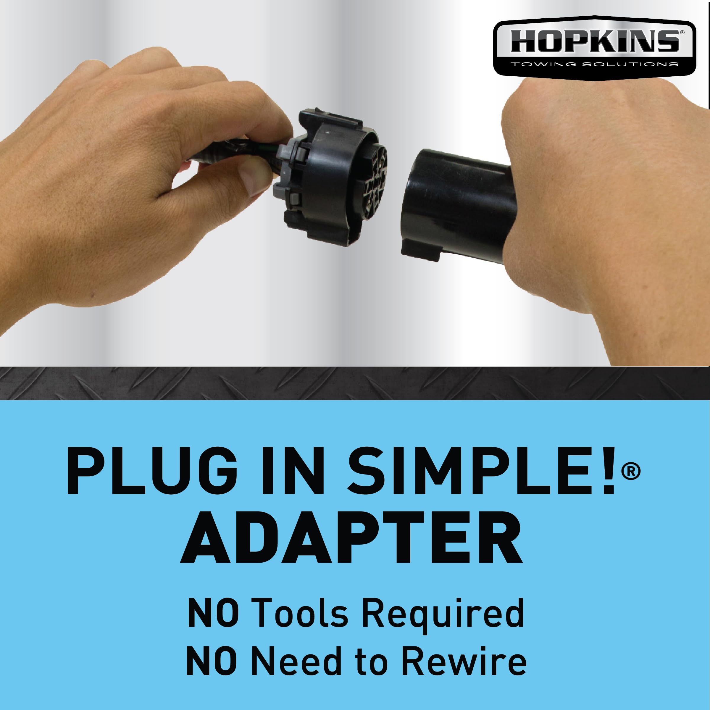 Hopkins Towing Solutions 47345 4 Wire Flat to 7 Blade Vehicle Trailer Connector Adapter Plug, Universal Fit for Vehicles with 7 Blade Adapters