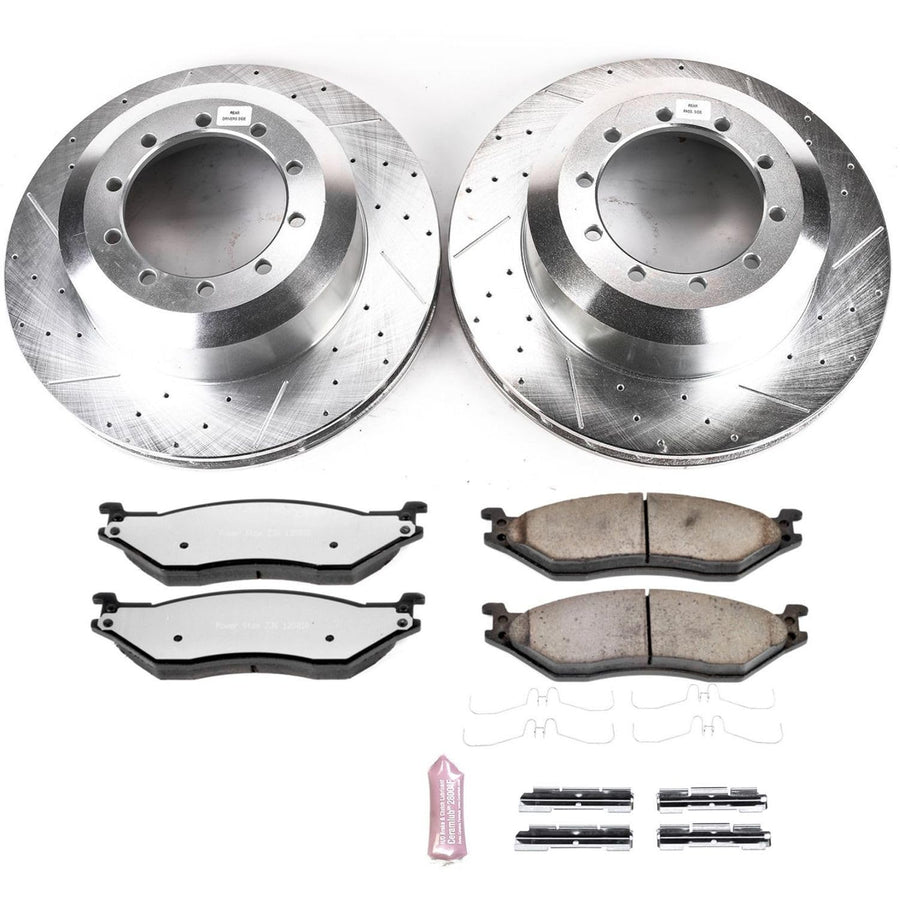 Power Stop Z36 Truck & Tow Brake Kit K8177-36 Front and Rear, Carbon Fiber Ceramic Brake Pads and Drilled/Slotted Brake Rotors