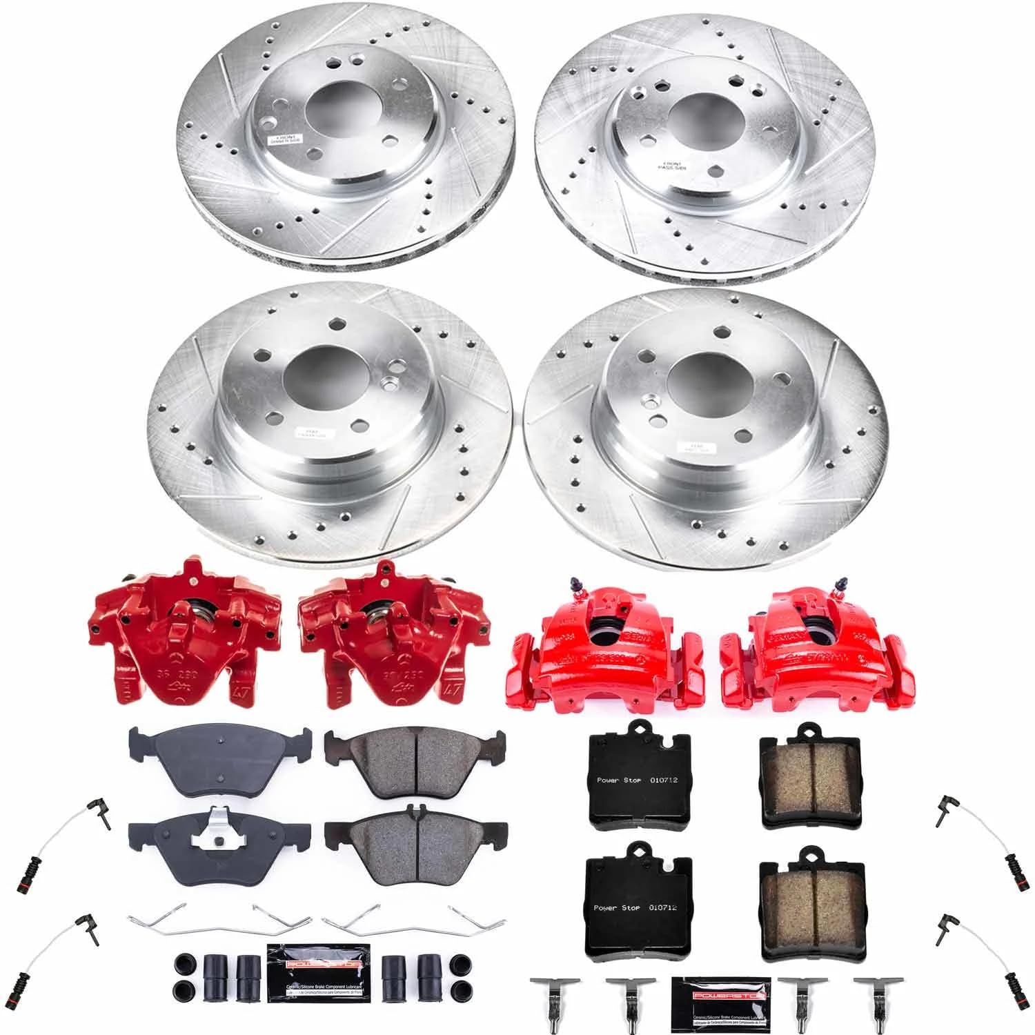 Power Stop KC2786 Z23 Brake Caliper Kit- Front and Rear Rotors, Carbon Ceramic Brake Pads, Calipers For Mercedes CLK320, Mercedes E300, Mercedes E320, Mercedes E, Mercedes E430 [Model Specific]