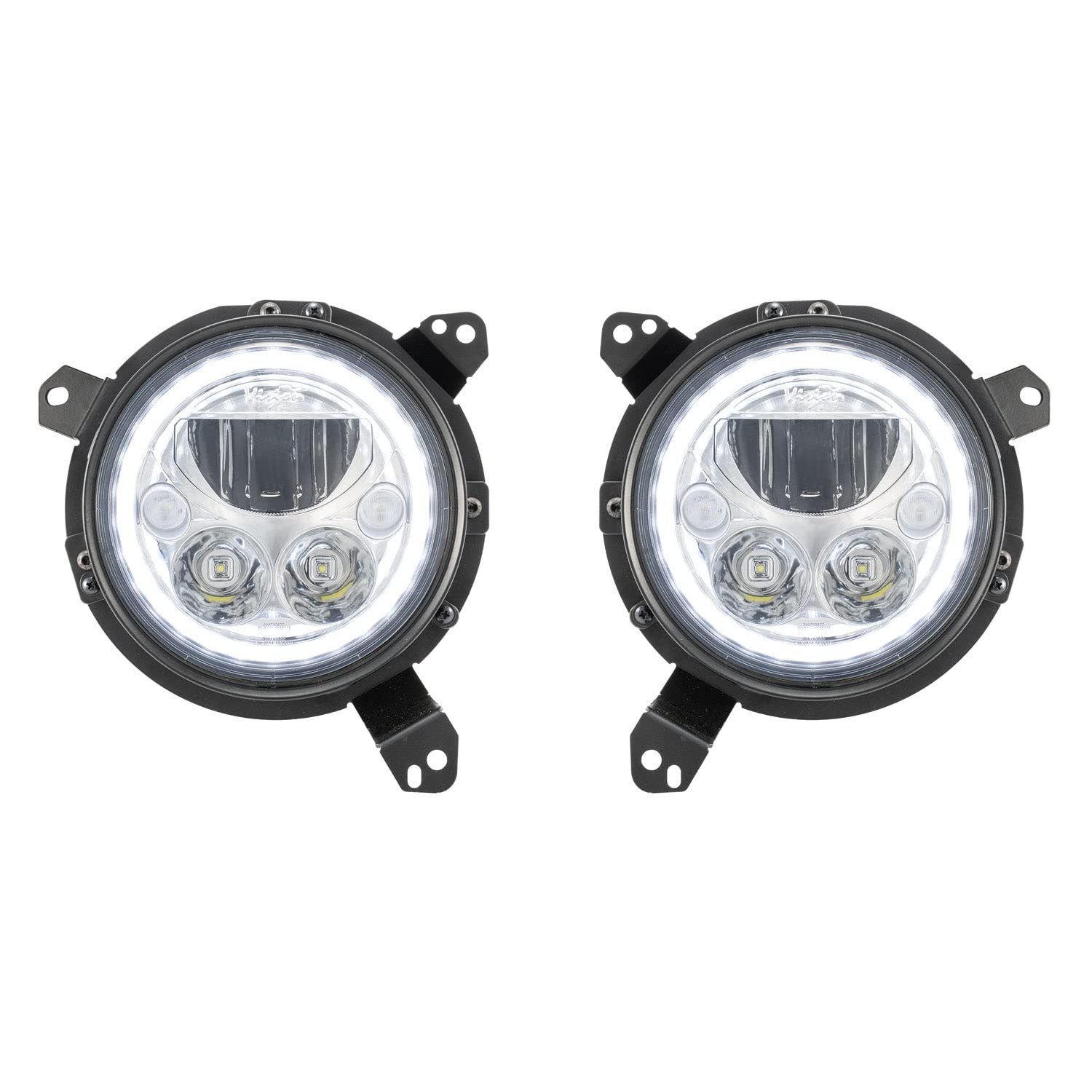 Vision X Lighting Headlight XIL-7RDKITJL, Bright Chrome w/White Halo (Compatible with 2018+ Jeep JL/JT)