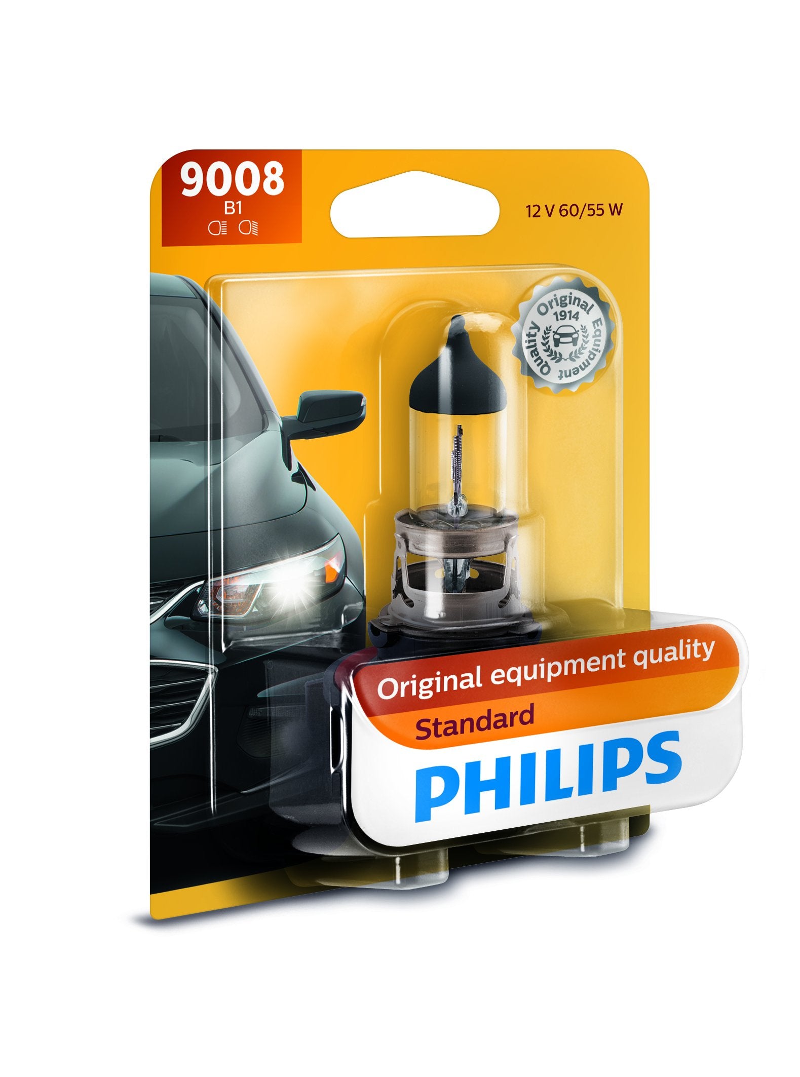 9008B1 Philips 9008 / H13 Standard Halogen Replacement Headlight Bulb, 1 Pack