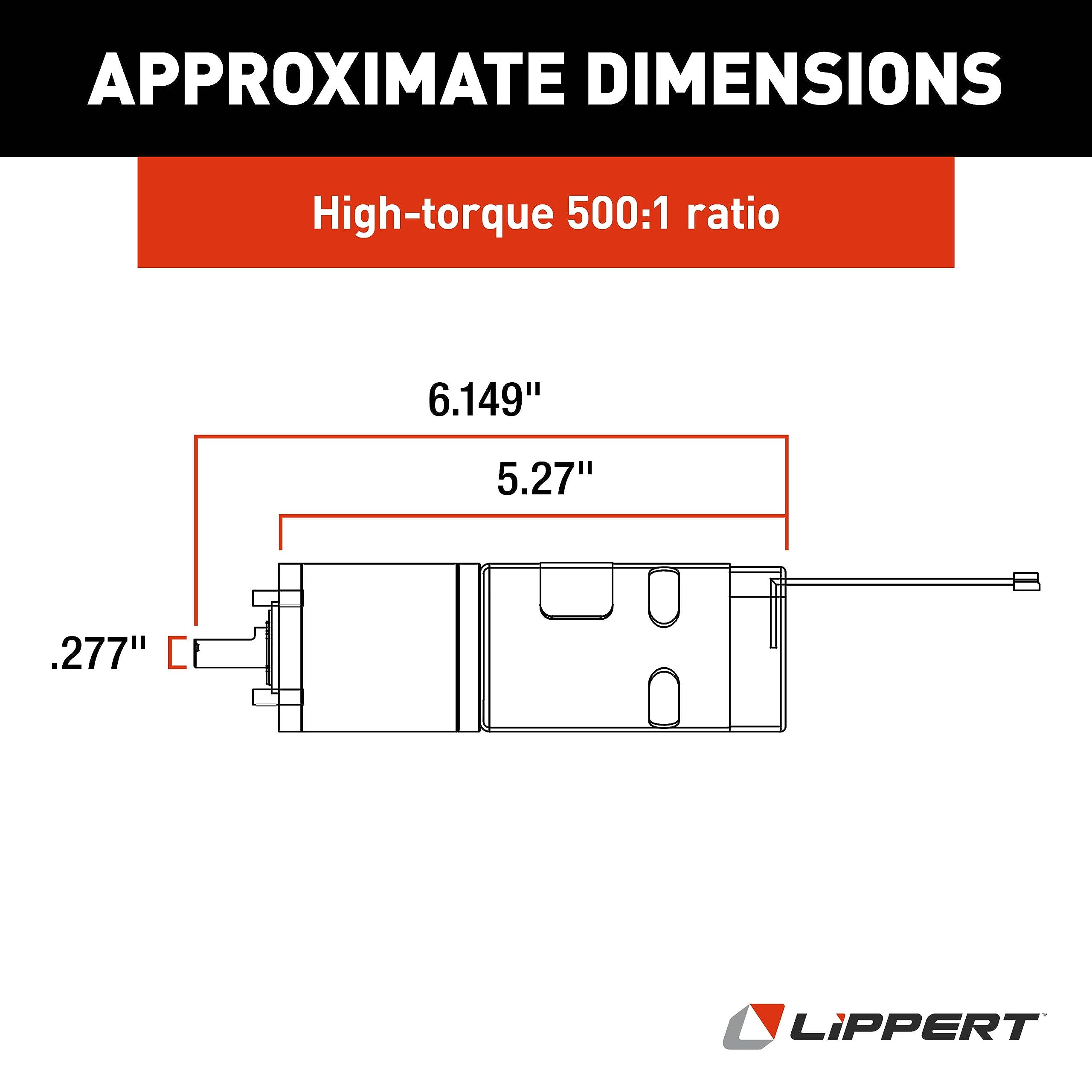 Lippert 500:1 Replacement In-Wall Slide-Out Motor Assembly, High Torque, Replacement motor for In-Wall Slide-Outs, Easy, DIY installation, Exact-Match Component - 287298