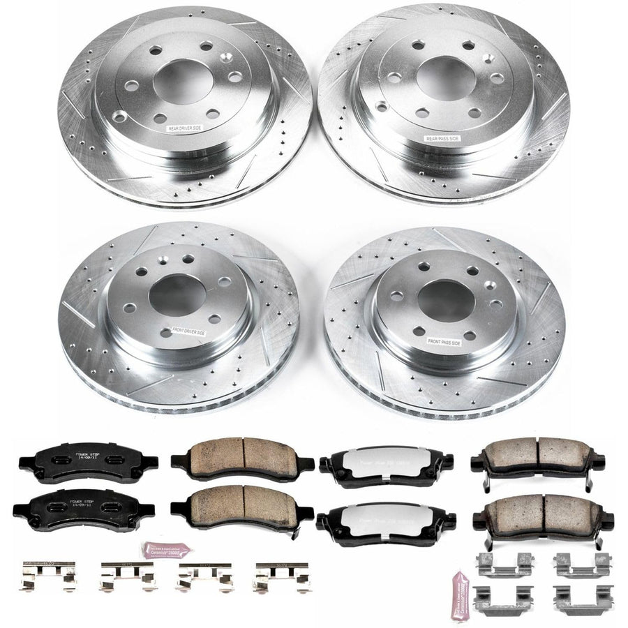 Power Stop Brake Kit Front and Rear For 2008 2009 2010 2011 2012 2013 2014 2015 2016 2017 Buick Enclave - Truck & Tow Carbon Fiber Ceramic Pads & Drilled and Slotted Rotors Replacement, K4466-36