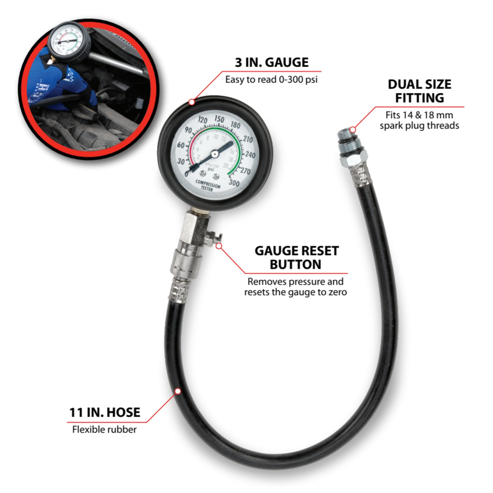 W80579 Performance Tool Flex Drive Compression Tester
