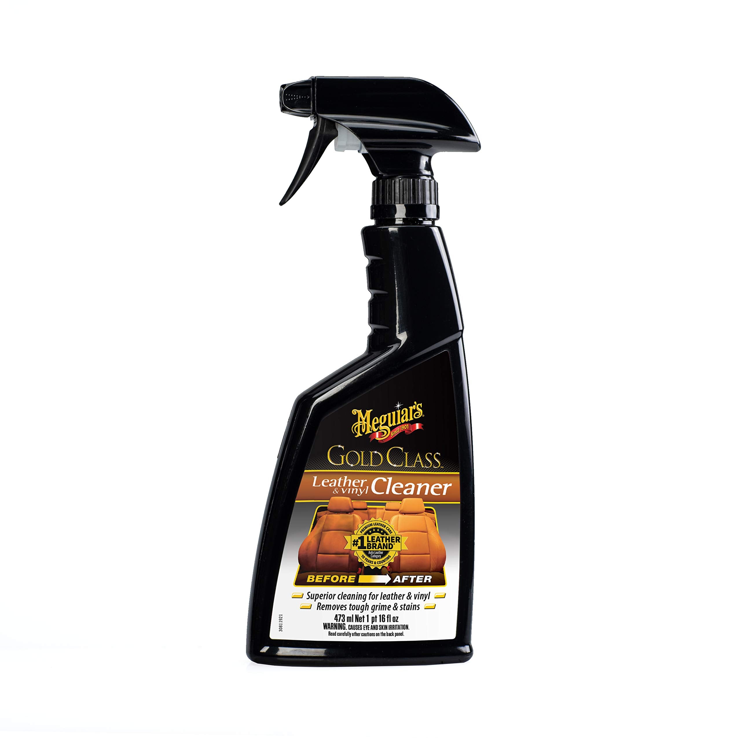 Meguiar's Leather & Vinyl Cleaner Gold Class - Cleaner Formulated for Automotive, Spray Removes Tough Grime & Stains, 16 Oz