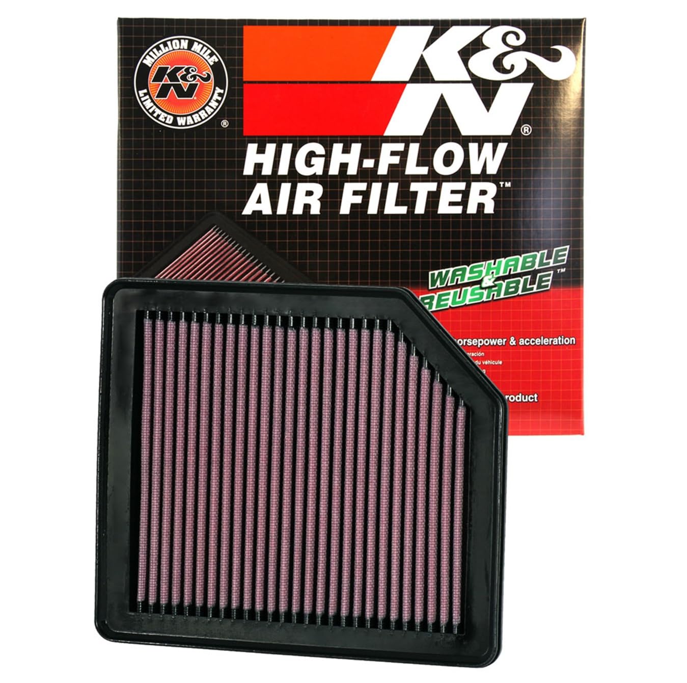 High-Flow K&N Original Lifetime Engine Air Filter: Increase Power: Premium, Washable: Compatible with 2006-2011 HONDA: Civic, Crossroad, 33-2342