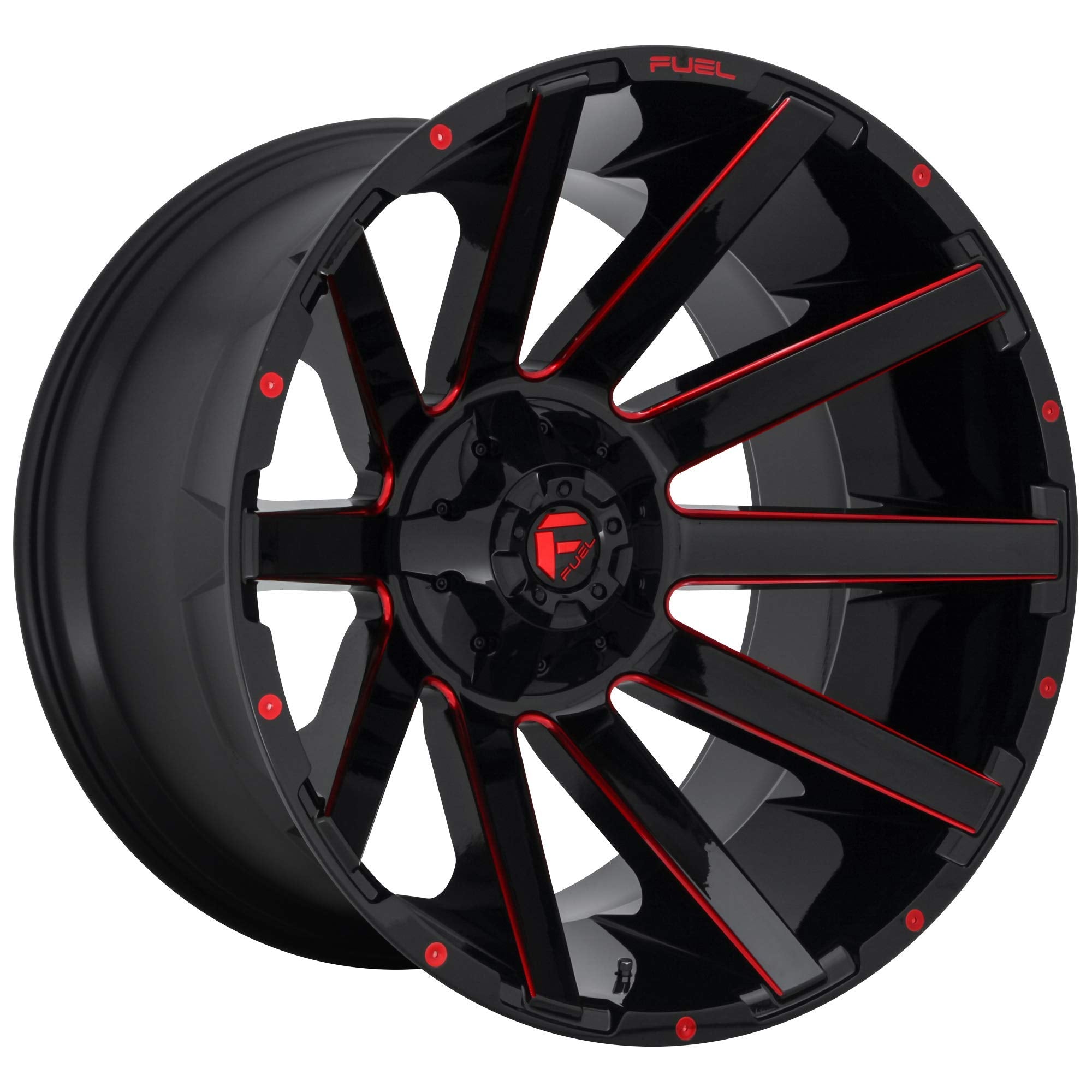 1PC Fuel D643 CONTRA 20x10, Bolt Pattern: 8x180/, Offset: -18, GLOSS BLACK RED TINTED CLEAR, set of 1