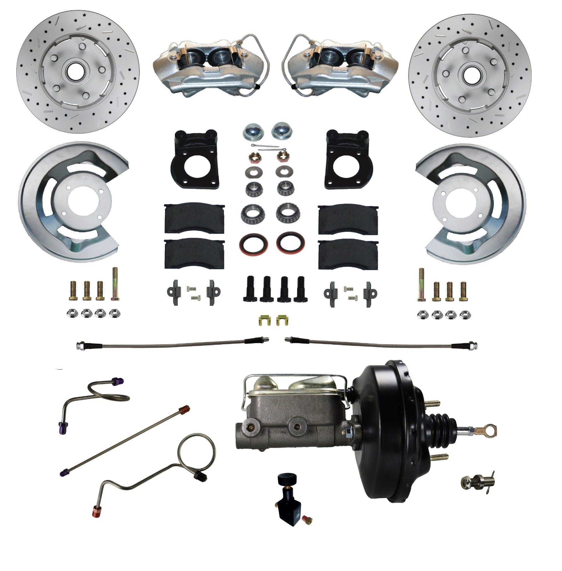Power Disc Brake Conversion LEED BRAKES 1971-73 Mustang 4 Piston Maxgrip Xds Rotors