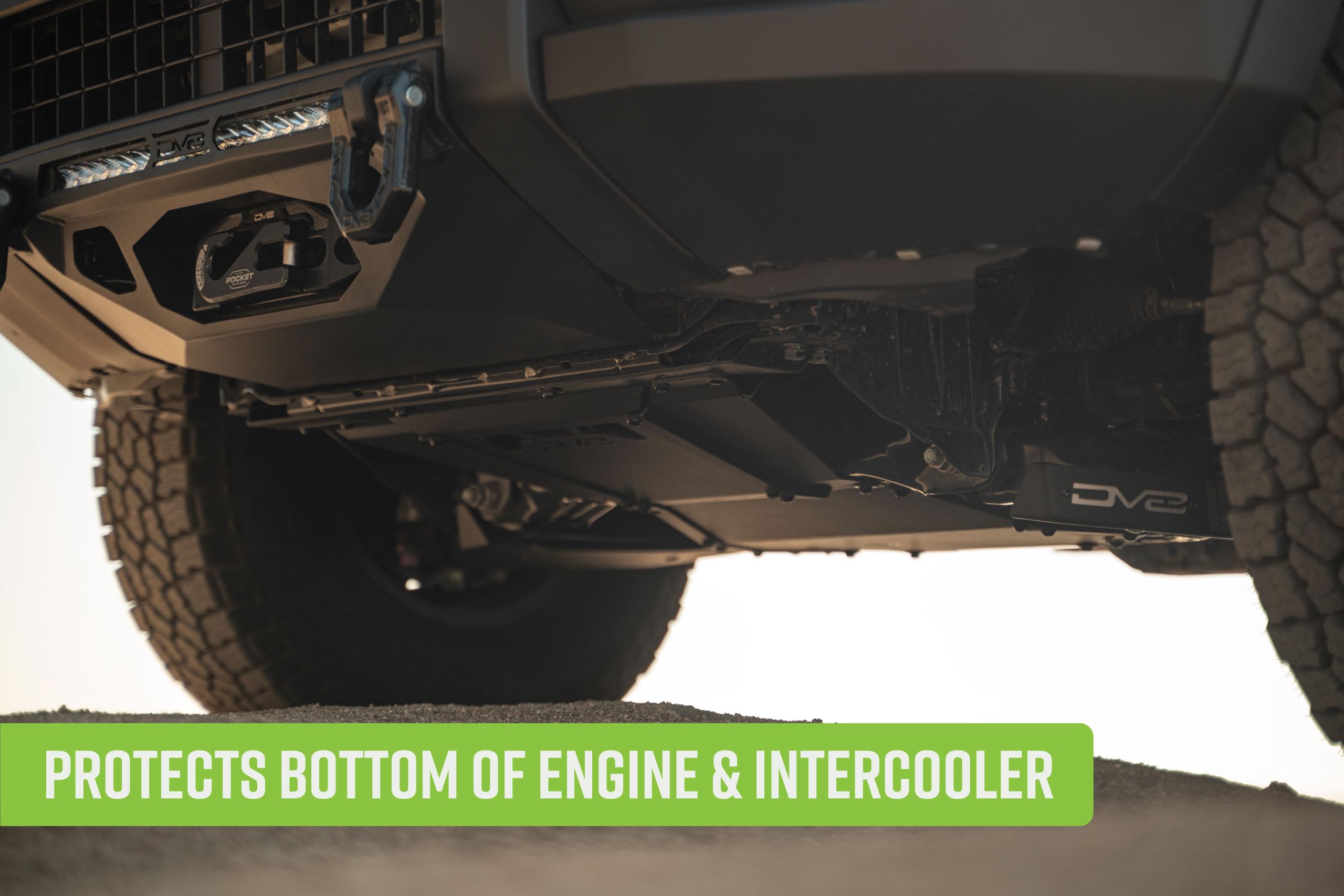 Front Skid Plate DV8 Offroad for 2024-2025 Toyota Land Cruiser | Protects Bottom of Engine & Intercooler | Installs to 4 Mounting Points for a Sturdy Design | Micro-Texture Black Powder Coat | Steel