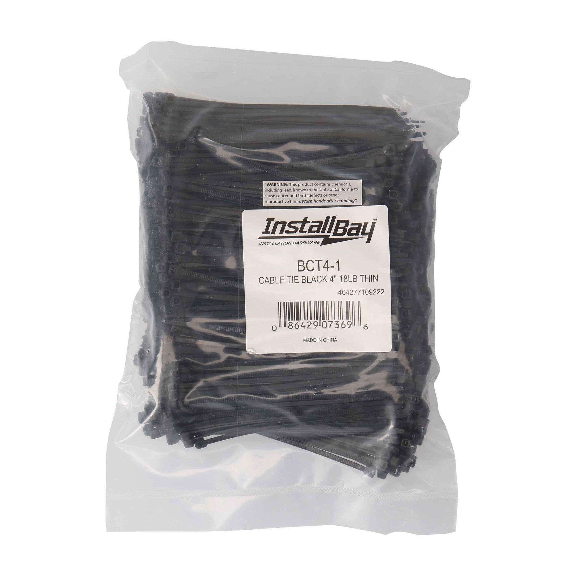 BCT4-1 Install Bay 4-Inch 18-Pound Cable Tie, Black (1000-Pack)