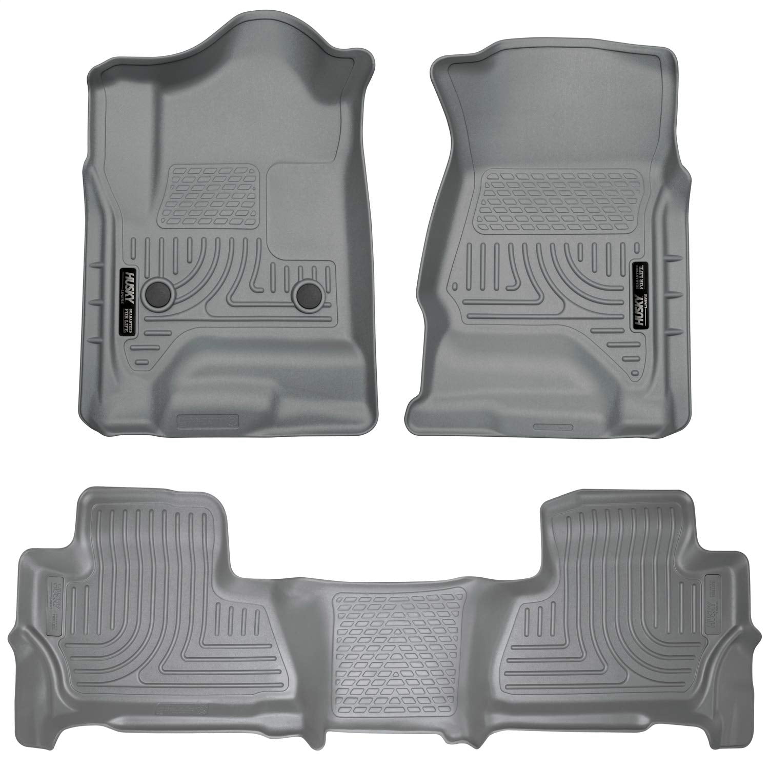 Weatherbeater Husky Liners | Fits 2015-2020 Chevrolet Tahoe/GMC Yukon - Front & 2nd Row Liner - Grey, 3 pc. | 99202