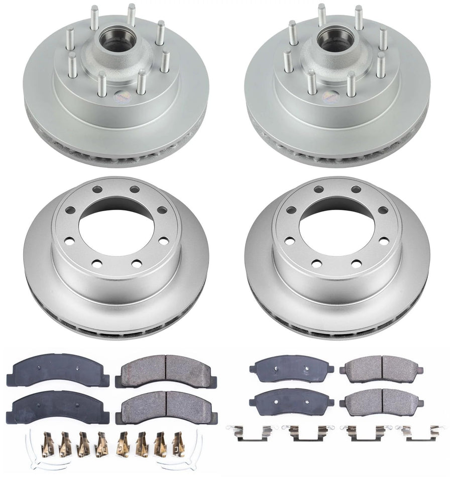 Power Stop Z17 CRK1393 Front and Rear Coated Rotor Kit-Coated Brake Rotors & Ceramic Brake Pads For Ford Excursion, Ford F-250 Super Duty, Ford F-350 Super Duty [Model Specific]