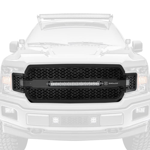 ZROADZ Grille T-Rex 2018-2020 F-150, Black, 1 Pc, Replacement with 20" LED, Does Not Fit Vehicles with Camera - PN #Z315711