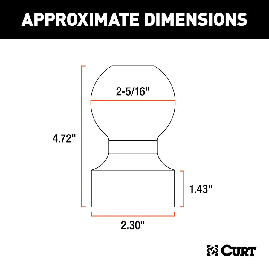 CURT 40094 Gooseneck Ball Raw Steel Weld-On, 2-5/16-Inch Diameter, 30,000 lbs