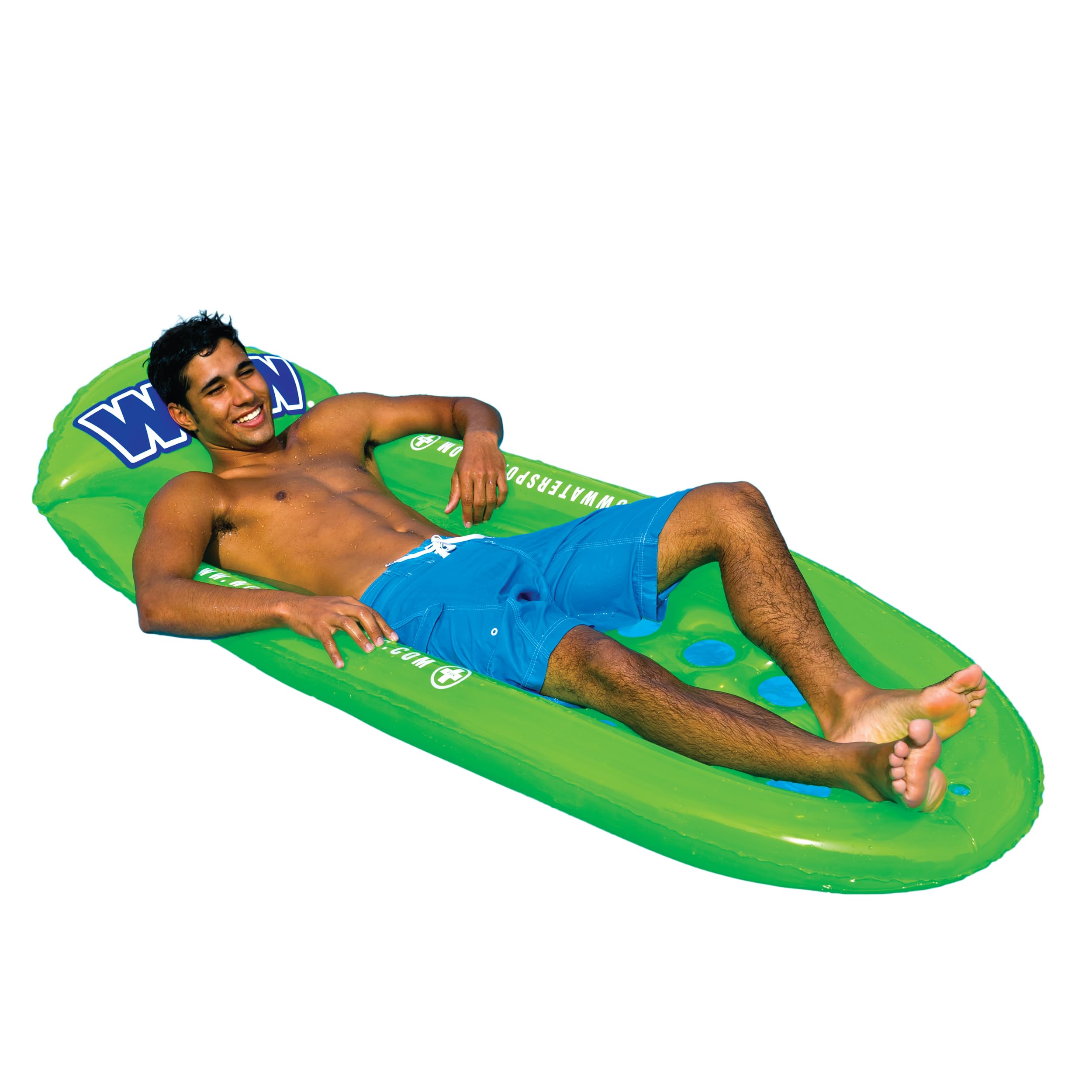 Inflatable Pool Float WOW Sports Green Lounger - Swimming Pool Lounge - Great Float Raft For Tanning