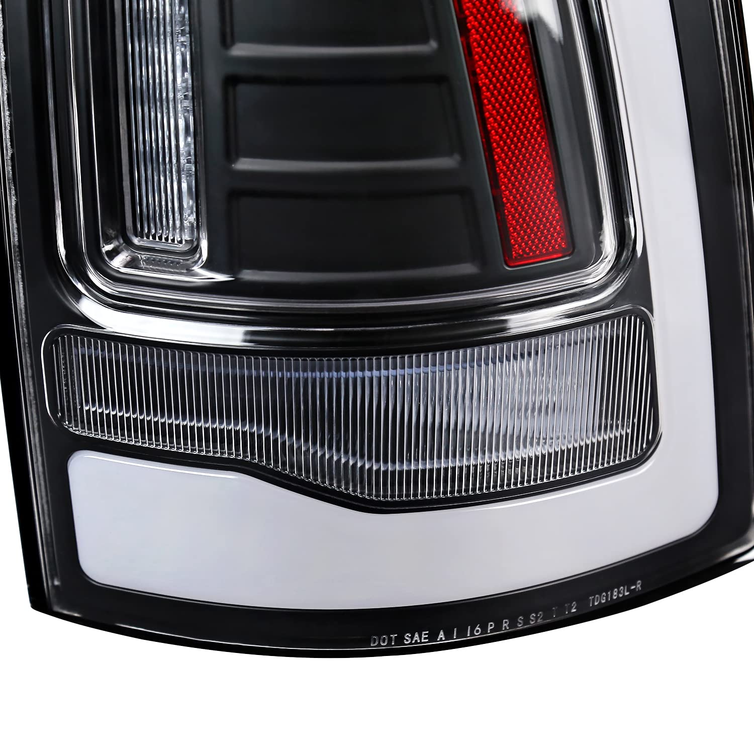 Black LED Tail Lights w/White LED Light Bar SPEC-D TUNING Compatible with 2009-2018 Dodge Ram 1500 2500 3500, Left + Right Pair Assembly