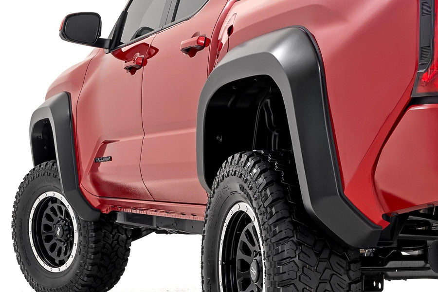 Rough Country Fender Flares Sport Style for Toyota Tacoma (2024-2025) - 1.75" Extra Tire Coverage, UV-Resistant ABS, Flat Black (Set of 4)
