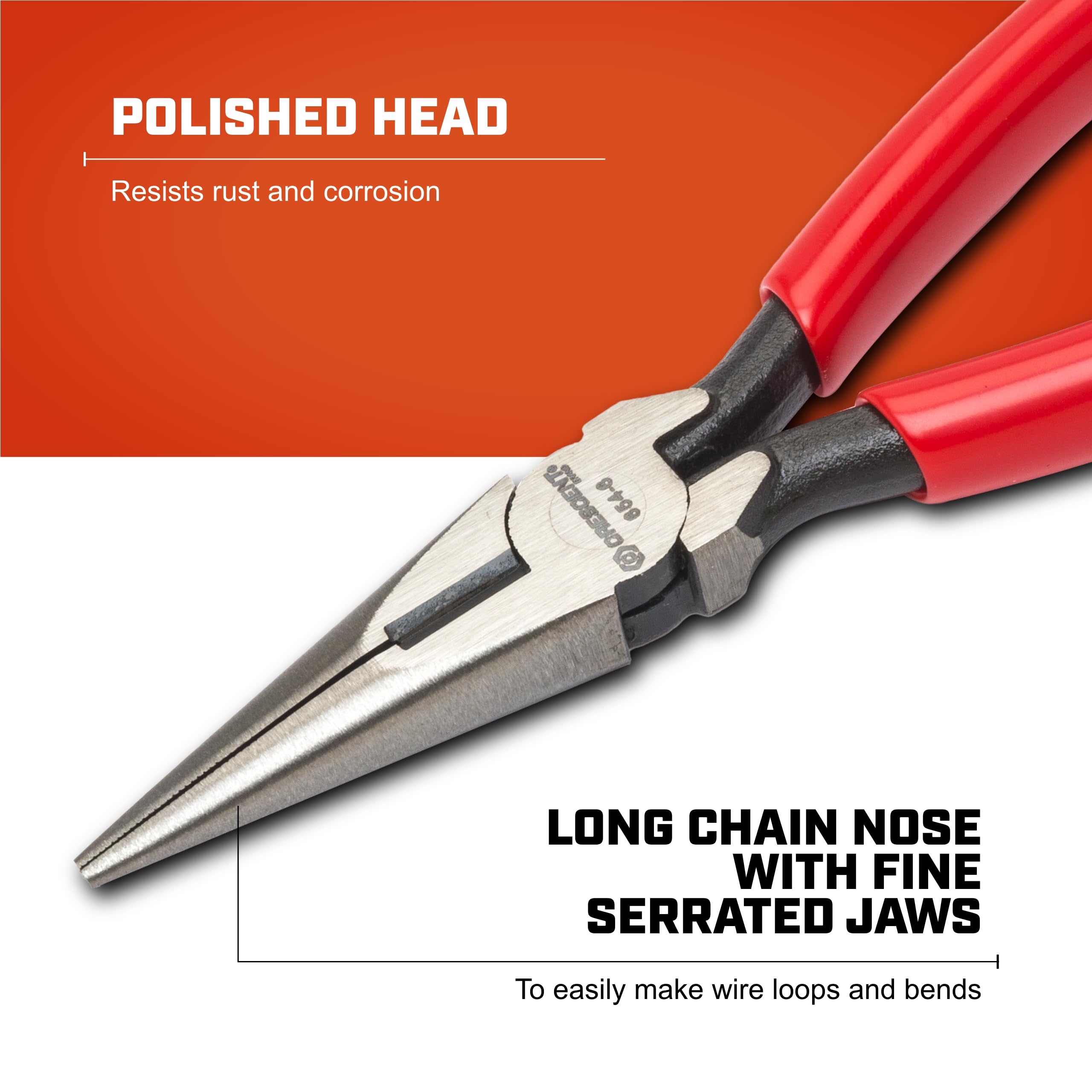 Crescent 7-1/2" Long Cutting Nose Chain Pliers - Needle-Nose Pliers for Bending, Gripping, Cutting & Twisting - Long Reach - Serrated Jaws & Cushioned Grips - 6547CVN