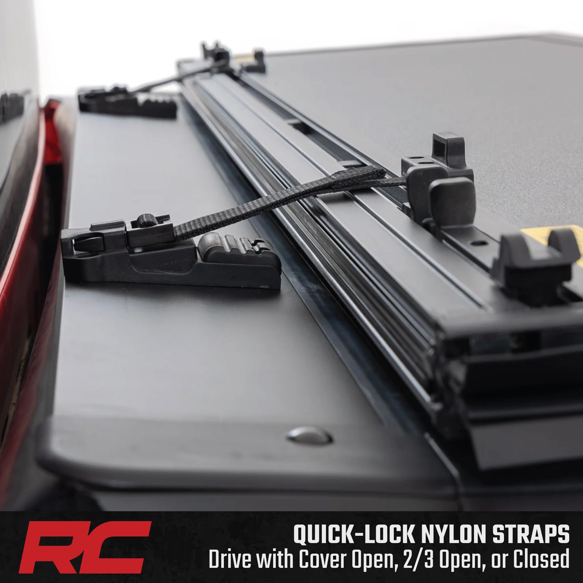 Rough Country Tonneau Cover Hard Tri-Fold for Ford F-150 (2015-2020) - Aluminum Flip-Up Bed Cover, Fits 5'7 (67.1") Short Bed