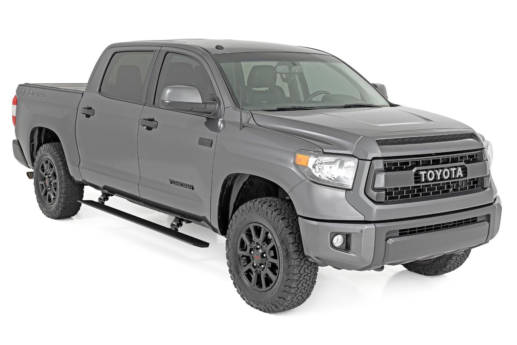 Power Running Boards Rough Country with LED Step Lights for Toyota Tundra, CrewMax (2007-2021) - Dual Motor i-Force Electric Powerstep Board & Retractable Truck Steps