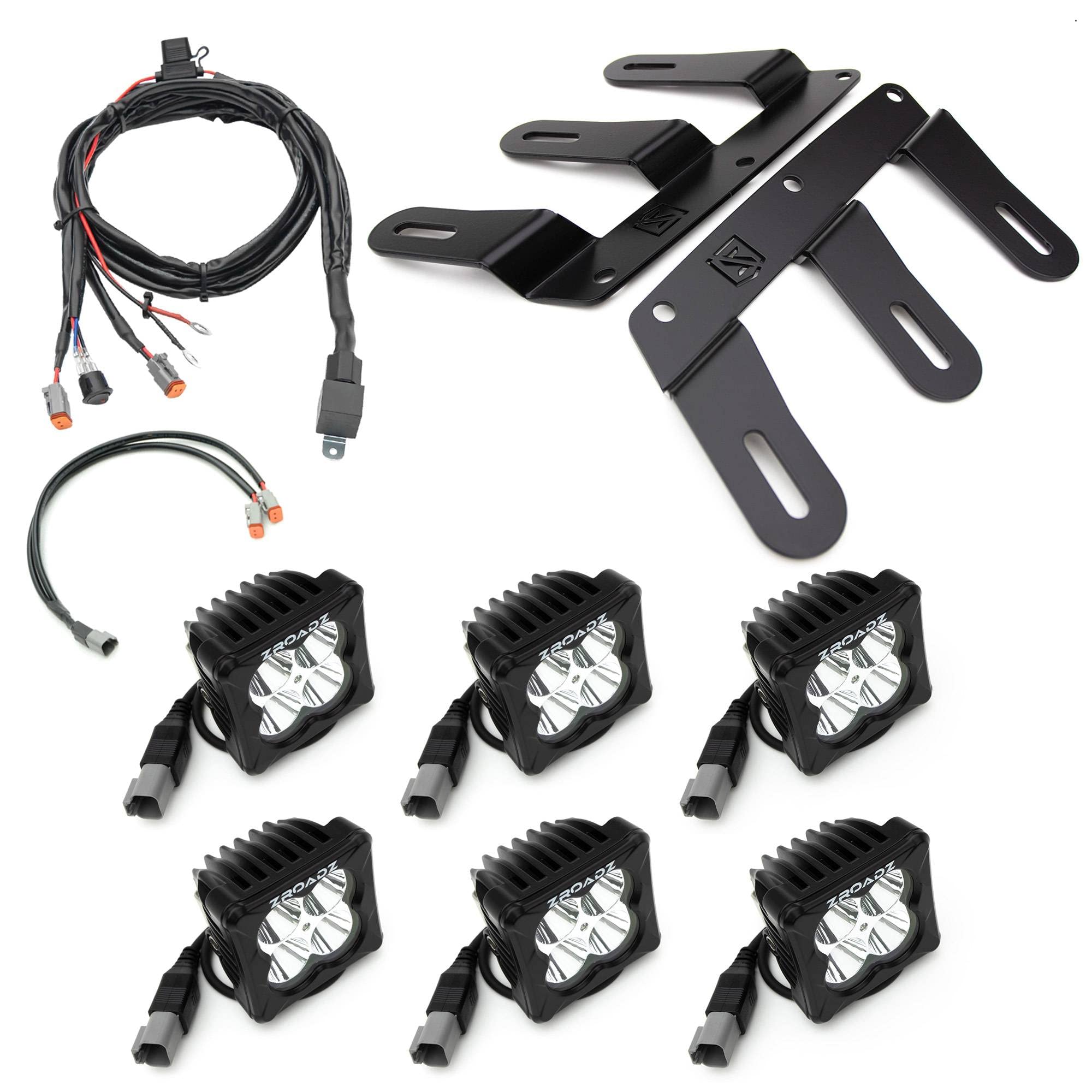 Fog LED KIT ZROADZ Front Bumper for a 2021-2022 Ford Bronco, Includes (6) 3 inch White LED Pod Lights - Part # Z325401-KIT