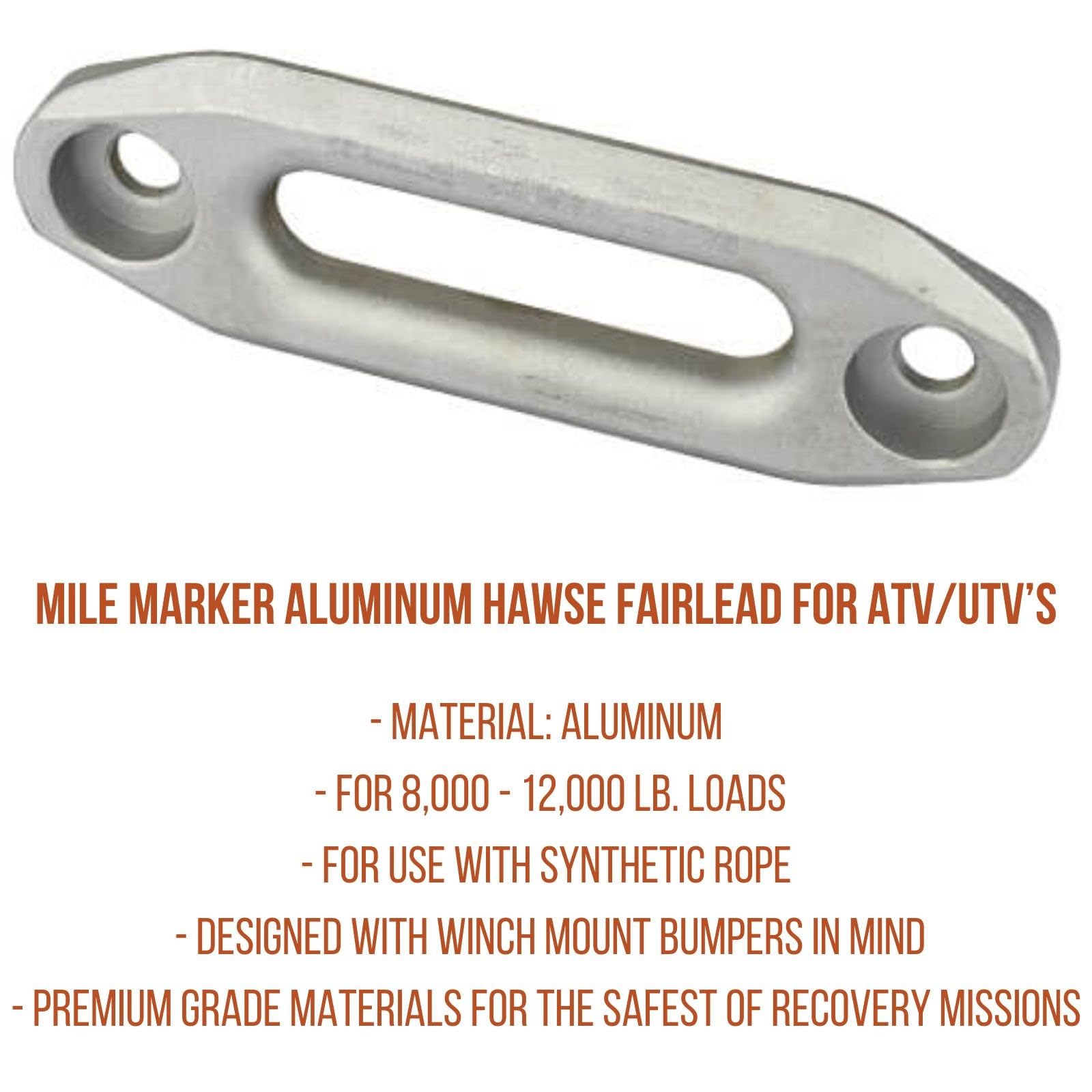 Mile Marker Single Aluminum Hawse Fairlead 19-52000 for ATV UTV Winches - Strong & Durable - Designed for use with Synthetic Ropes Only - Made in USA
