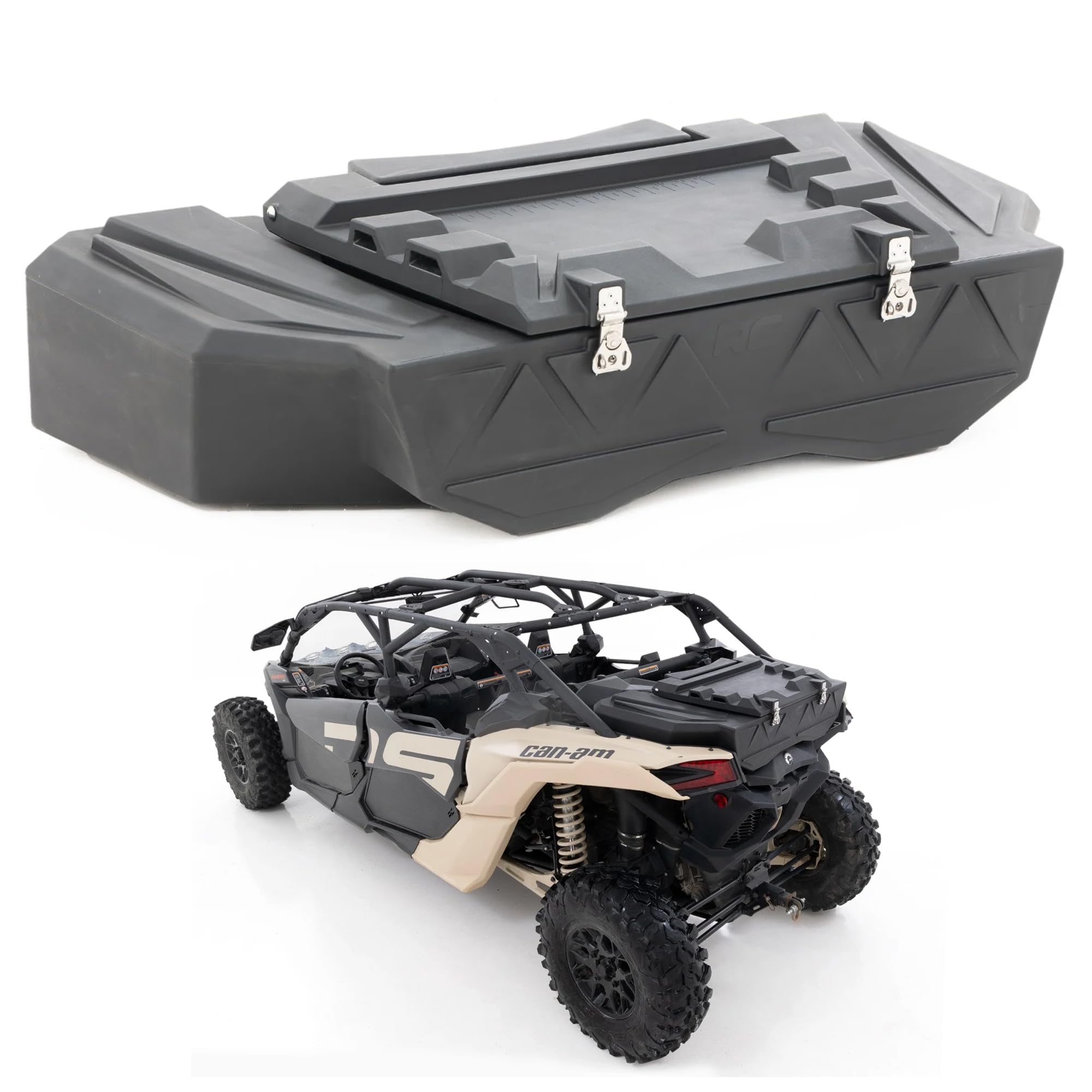 Rough Country Cargo Box Rear Bed for Can-Am Maverick X3 (2 & 4-Seat Models) - 45-Gallon Storage Capacity, Watertight Seal, High-Impact UV-Resistant, Lockable Latches
