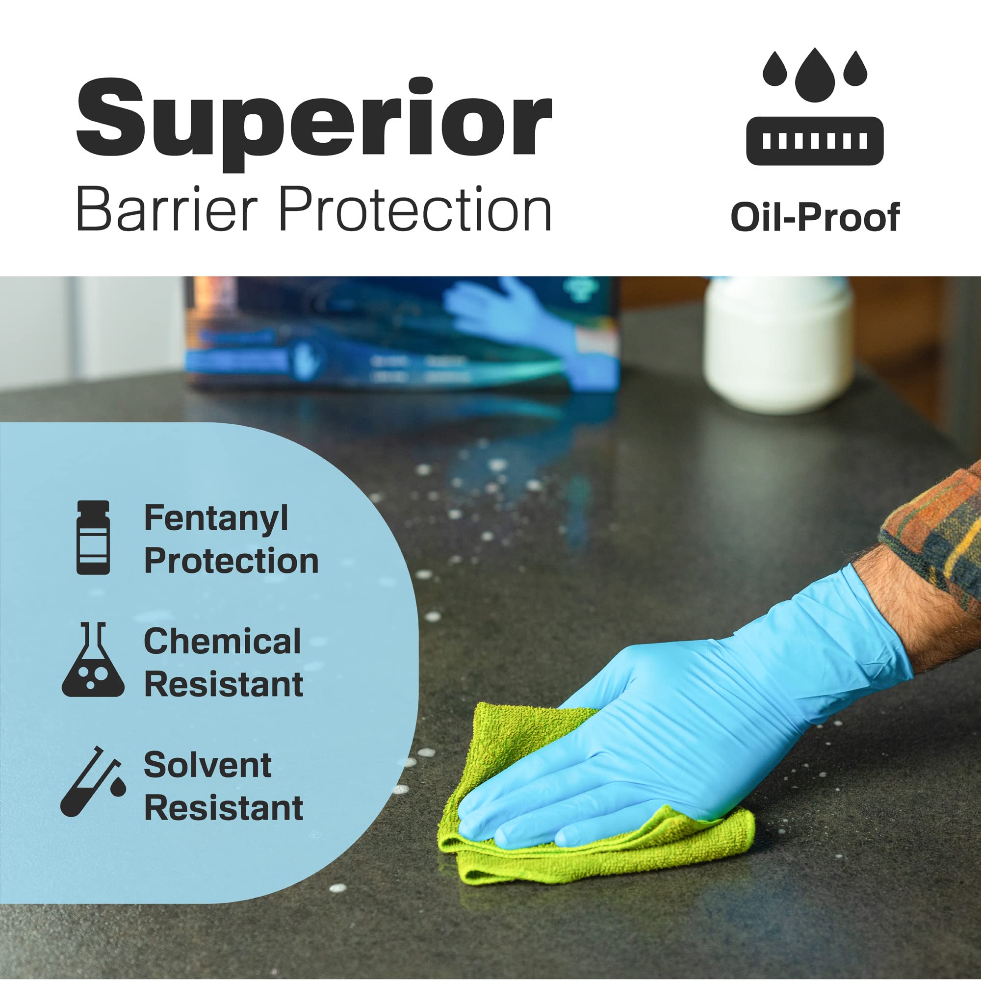 Blue Raxwell Dishwashing Gloves - Small, 50 Count - Waterproof Nitrile Rubber Kitchen Gloves for Washing Dishes & Household Cleaning