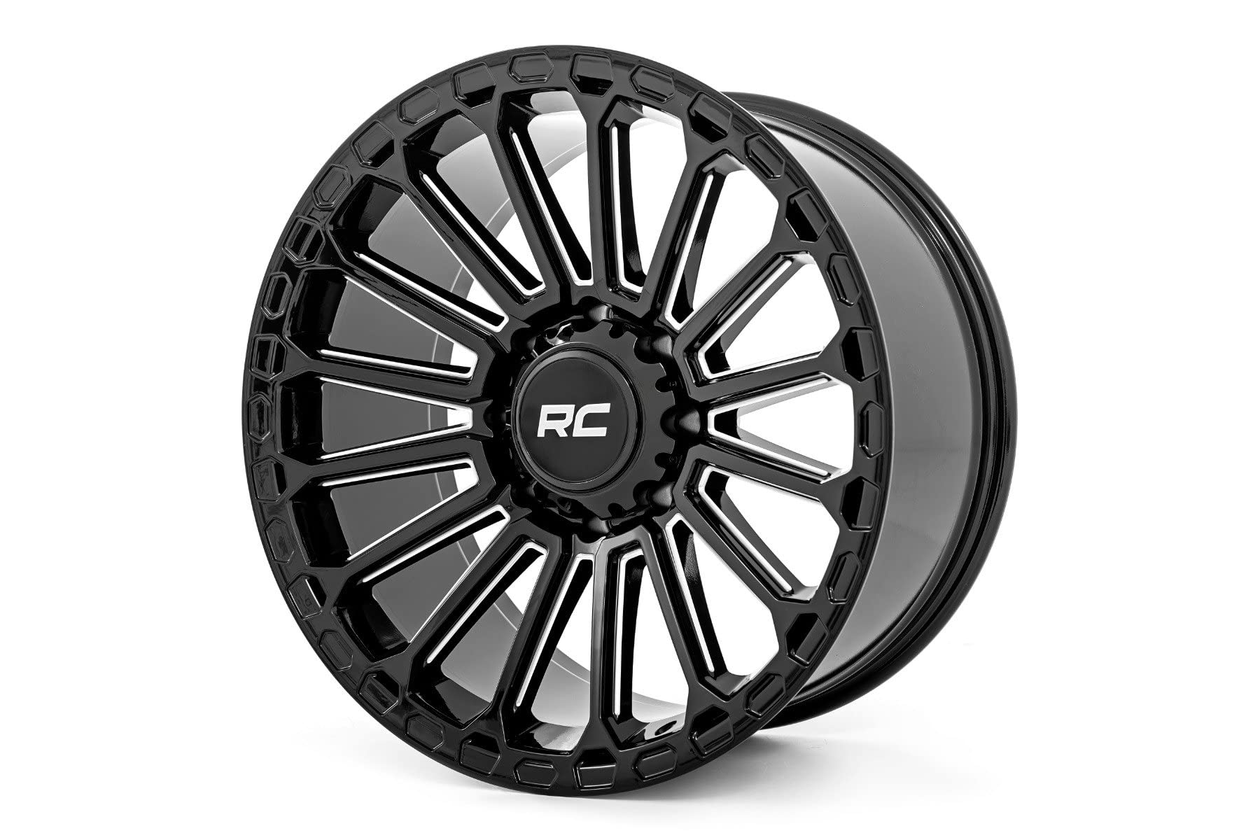 One-Piece Rough Country 97 Series Aluminum Wheel - 17x9, 6x5.5 Bolt Pattern, 12mm Offset, Gloss Black