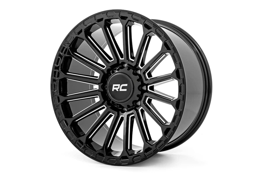One-Piece Rough Country 97 Series Aluminum Wheel - 17x9, 6x5.5 Bolt Pattern, 12mm Offset, Gloss Black