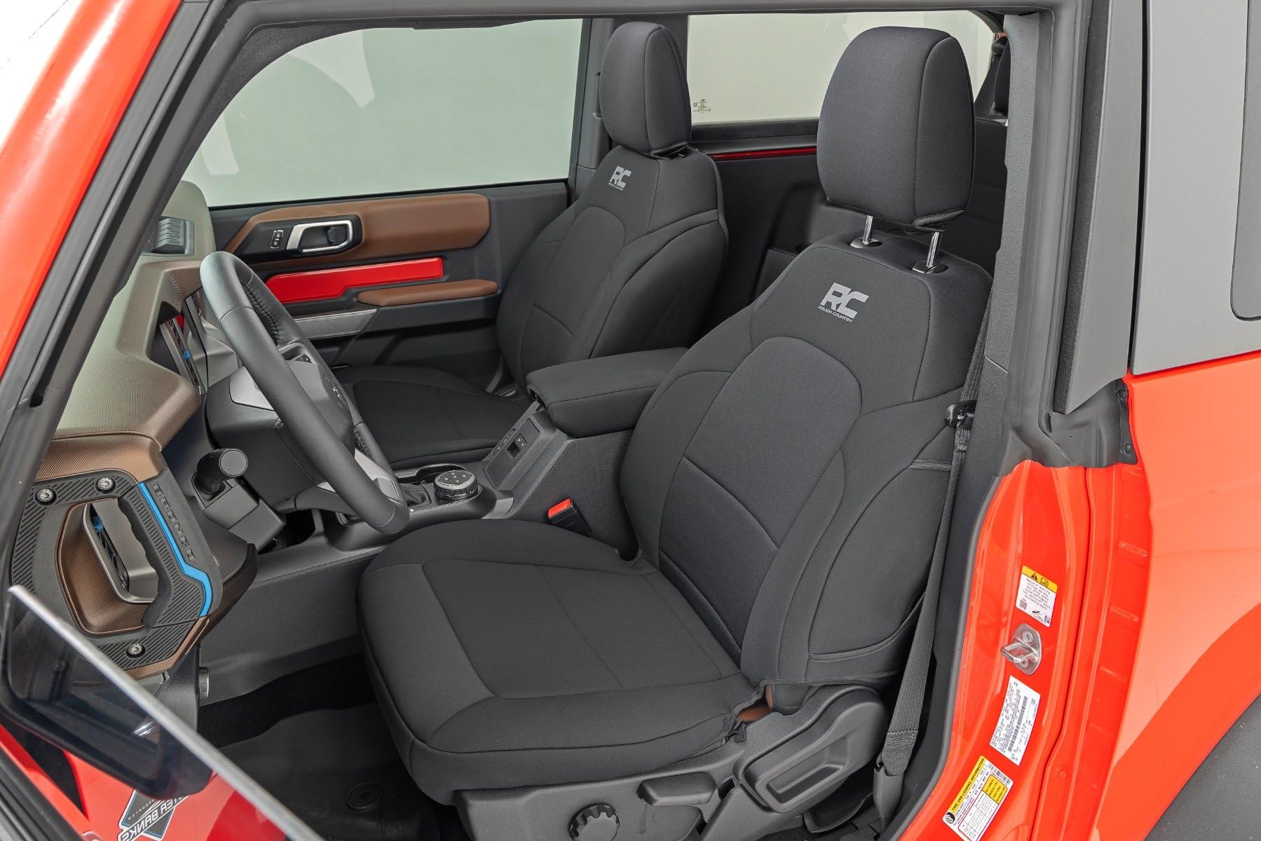 Rough Country Neoprene Seat Covers for 2-Door Ford Bronco (2021-2025) w/Bucket Seats - Waterproof & UV Resistant, Foam Padded, Front & Rear Seat Cover Set
