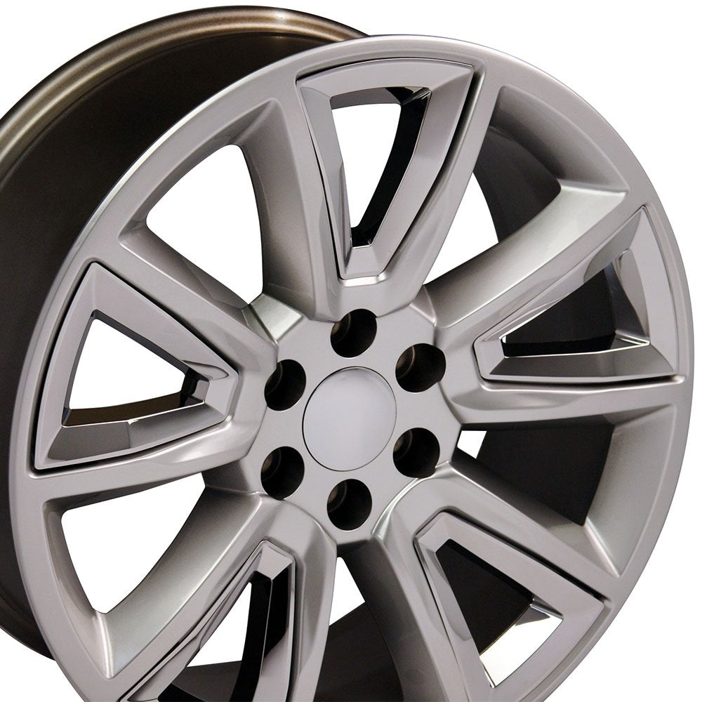 22 Inch OE Wheels CV73B Rim Fits Tahoe Style 6x139.7 22x9 Gloss Hyper Black with Chrome Insert - Hollander 5696 (1)