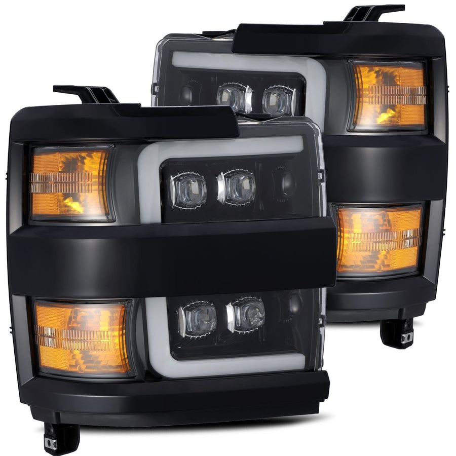 NOVA LED Proj Headlight AlphaRex 15-18 Chevy 2500HD Plank Style Jet Blk w/Activ Light/Seq Signal/DRL