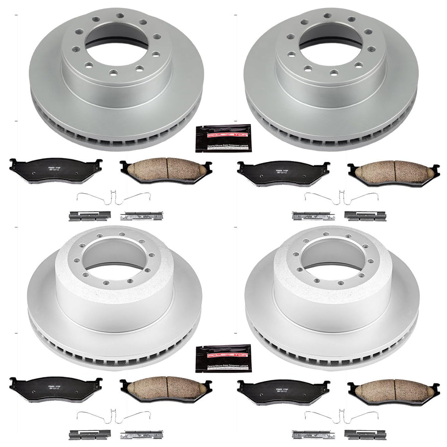 Power Stop CRK5965 Brake Rotor Coated & Ceramic Brake Pads- front & rear For Ford F-450 Super Duty 2005-2016, Ford F-550 Super Duty 2005-2016 [Model Specific]