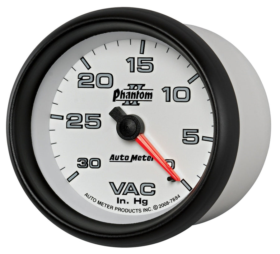 Auto Meter Phantom II 2-5/8" 0-30 in. Hg Mechanical Vacuum Gauge 7884