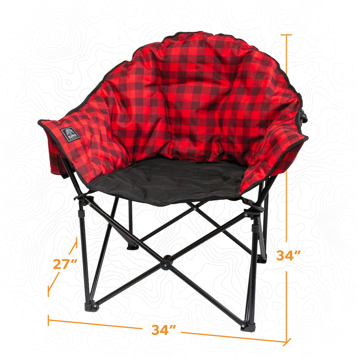 Kuma Outdoor Gear Lazy Bear Chair, Ultimate Portable Luxury Outdoor Chair with Carry Bag for Camping, Glamping, Sports & Outdoor Adventures (Red/Black)