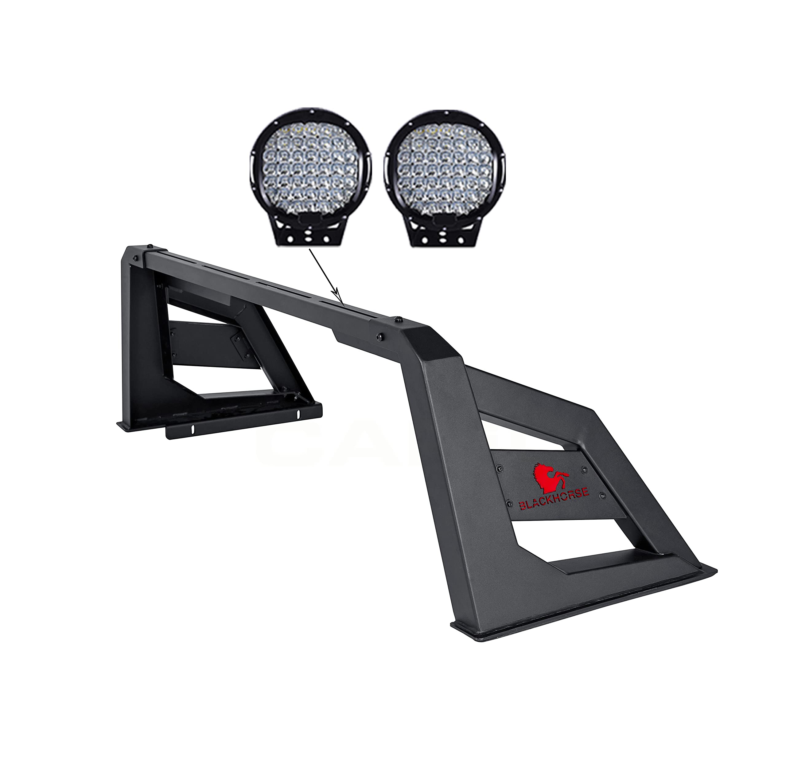 Roll Bar Black Horse Armour Incl.Set of 9 Black Round LED Light Matte Black Compatible with Nissan Frontier 2005-2021-ARB-NIFRB-PL69B
