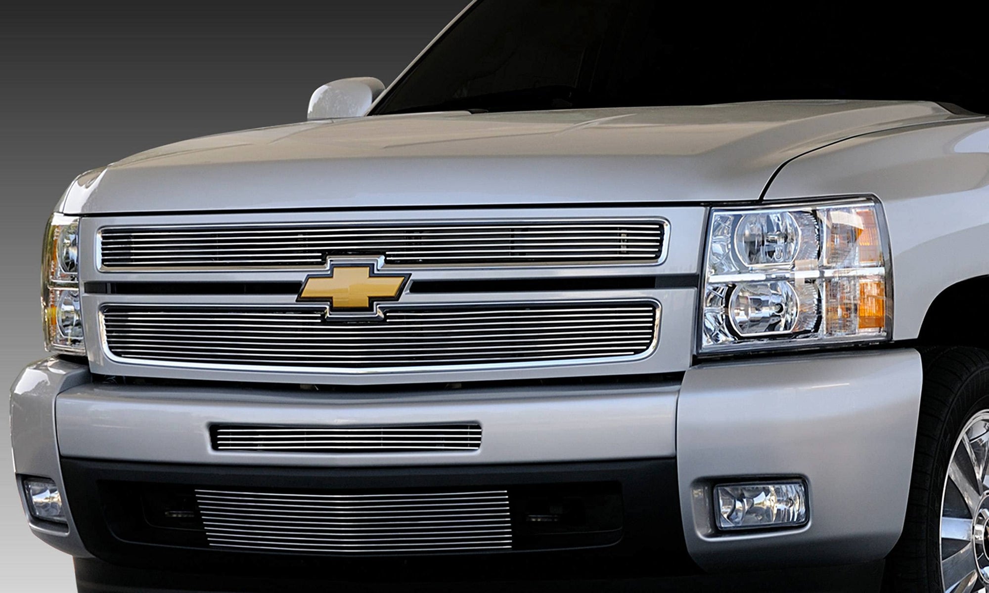 2007-2013 Silverado 1500 T-REX Grilles Billet Grille, Polished, 2 Pc, Overlay - PN #21110