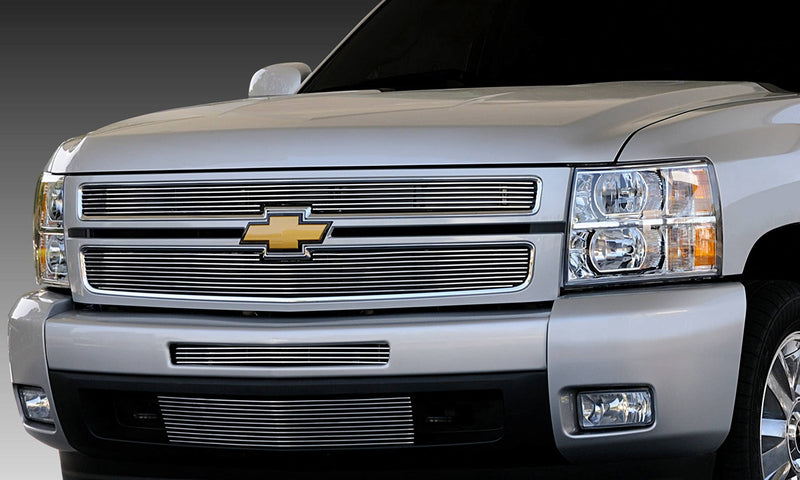 2007-2013 Silverado 1500 T-REX Grilles Billet Grille, Polished, 2 Pc, Overlay - PN #21110