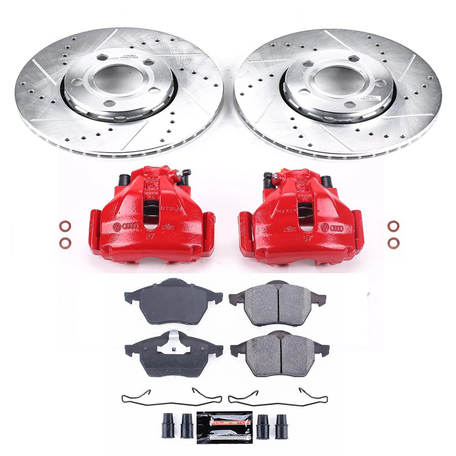 Power Stop Z23 Evolution KC3103 Front Brake Caliper Kit- Brake Rotors, Brake Pads, Brake Calipers For Audi A4 1996-1998, Audi A4 Quattro 1996-1998 [Model Specific]