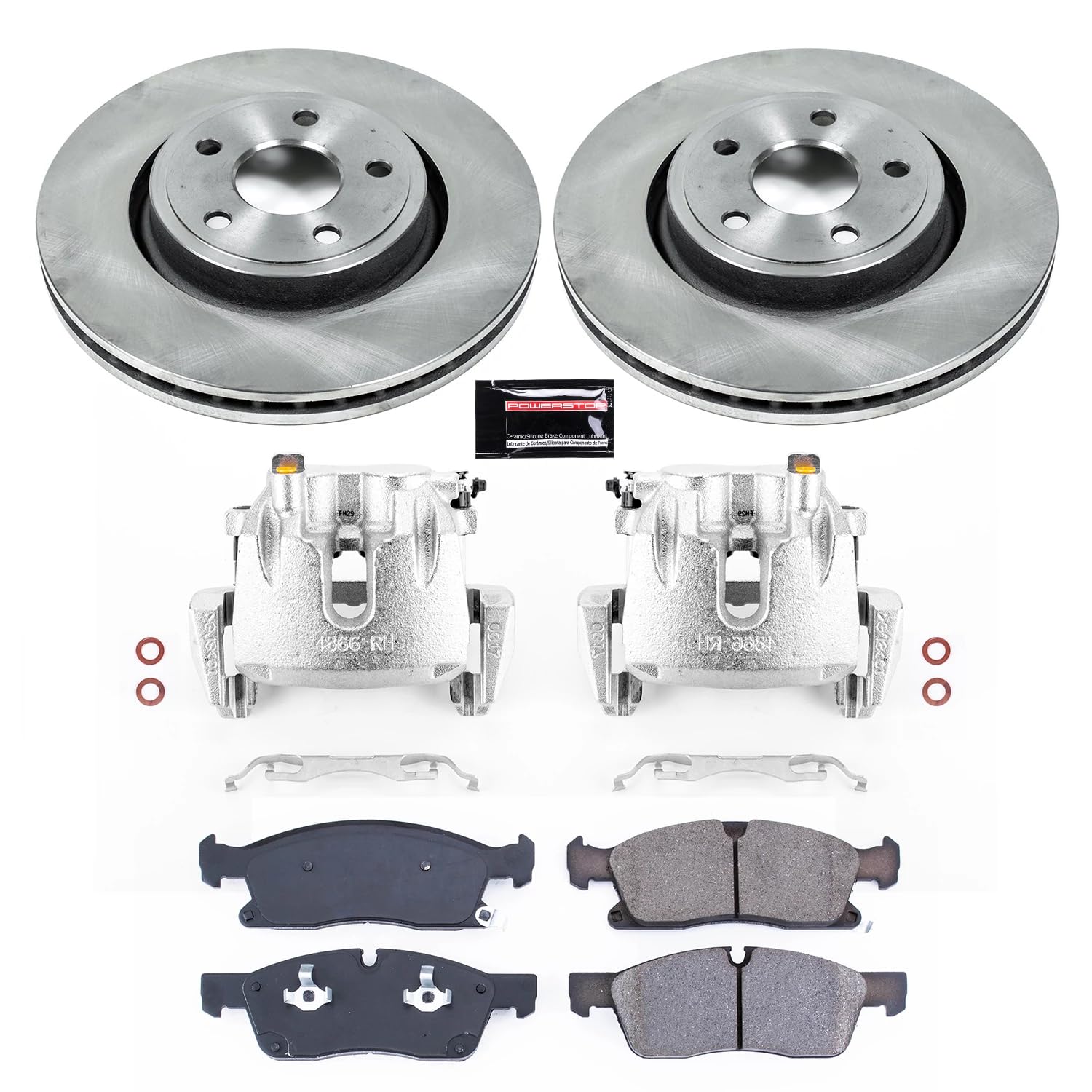Power Stop KCOE5954 Brake Kit Stock Replacement with OE Calipers- Front For Dodge Durango 2011-2017, Jeep Grand Cherokee 2011-2012 [Model Specific]