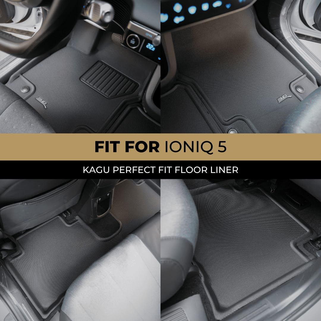 KAGU 3D MAXpider Custom Fit Floor Mat (BLACK) Compatible for HYUNDAI IONIQ 5 2022-2023 - Full Set